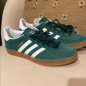 Adidas Gazelle Green and White Sneakers